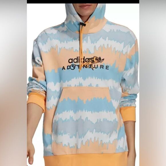 New Adidas Adventure Zig Zag Lizard hooded Hoodie Sweatshirt jacket pullover L - Picture 1 of 4
